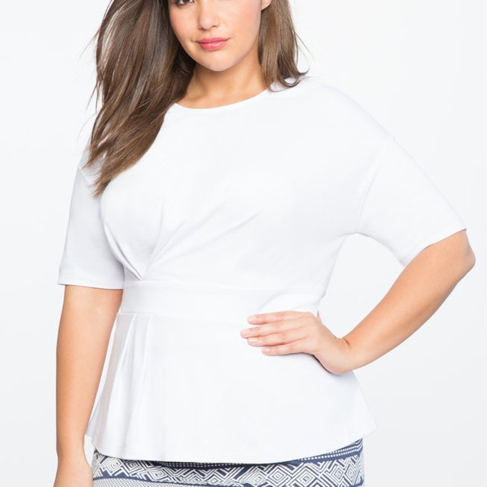 Eloquii - Elbow Sleeve Pleated Top